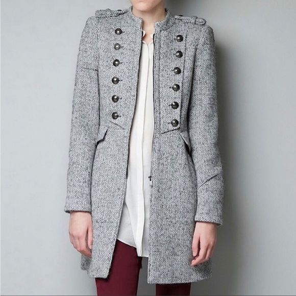 ZARA Wool Mohair Coat Military Gray, Small, BLOGGER FAVORITE 🥅